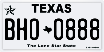 TX license plate BHO0888