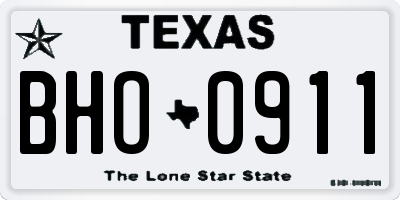TX license plate BHO0911