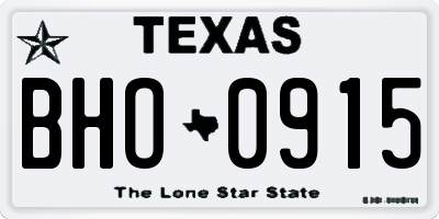 TX license plate BHO0915