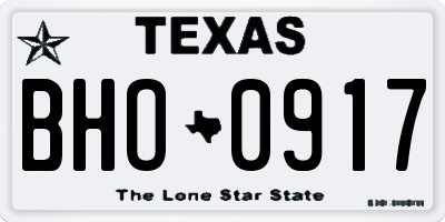 TX license plate BHO0917