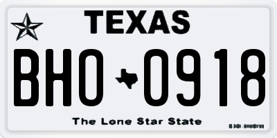 TX license plate BHO0918