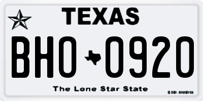 TX license plate BHO0920