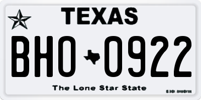 TX license plate BHO0922