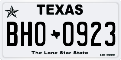 TX license plate BHO0923
