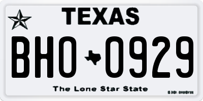 TX license plate BHO0929
