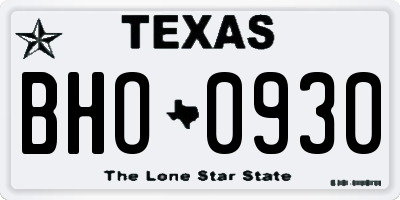 TX license plate BHO0930