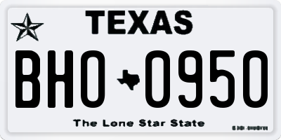 TX license plate BHO0950