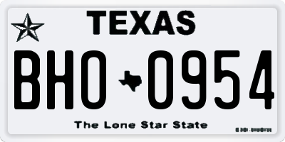 TX license plate BHO0954