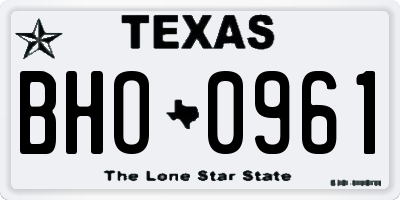 TX license plate BHO0961