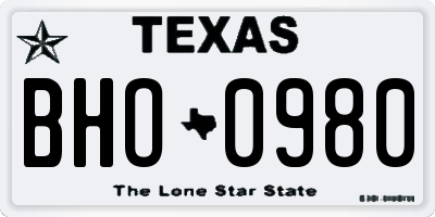 TX license plate BHO0980