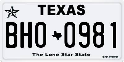 TX license plate BHO0981