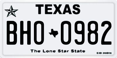 TX license plate BHO0982