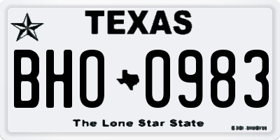 TX license plate BHO0983