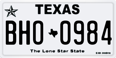 TX license plate BHO0984