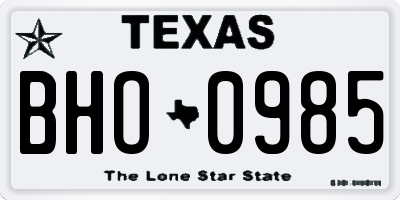 TX license plate BHO0985