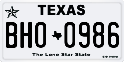 TX license plate BHO0986