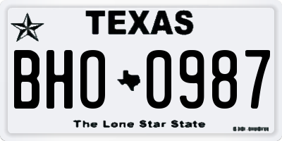 TX license plate BHO0987
