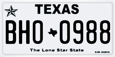 TX license plate BHO0988