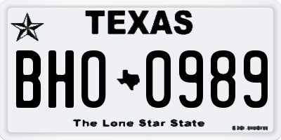 TX license plate BHO0989