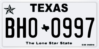 TX license plate BHO0997