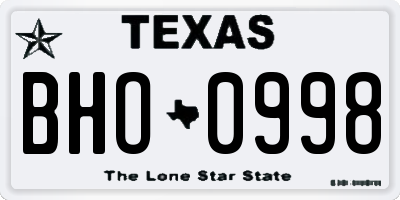 TX license plate BHO0998