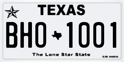 TX license plate BHO1001