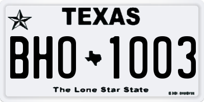 TX license plate BHO1003