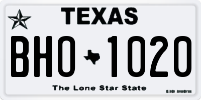 TX license plate BHO1020