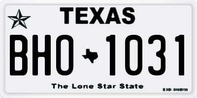 TX license plate BHO1031