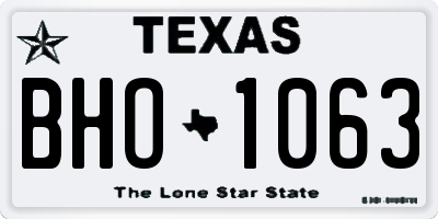TX license plate BHO1063
