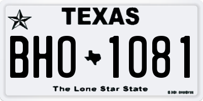 TX license plate BHO1081