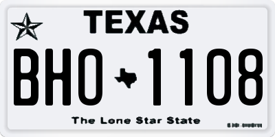 TX license plate BHO1108