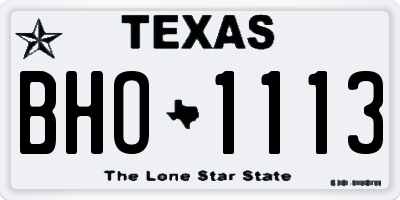 TX license plate BHO1113