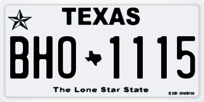 TX license plate BHO1115