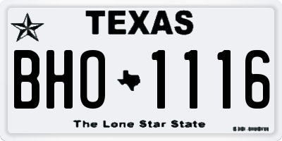 TX license plate BHO1116