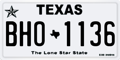 TX license plate BHO1136