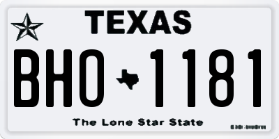 TX license plate BHO1181