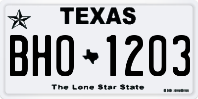 TX license plate BHO1203