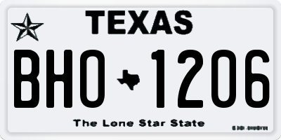 TX license plate BHO1206