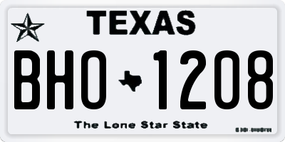 TX license plate BHO1208