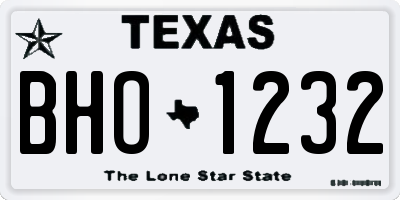 TX license plate BHO1232