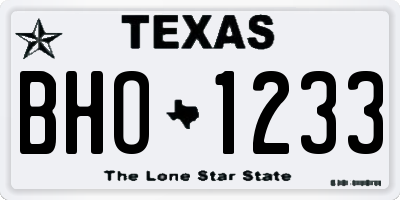 TX license plate BHO1233