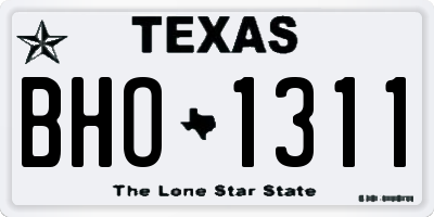 TX license plate BHO1311