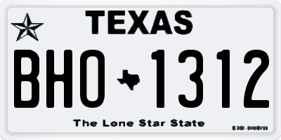 TX license plate BHO1312