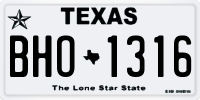 TX license plate BHO1316