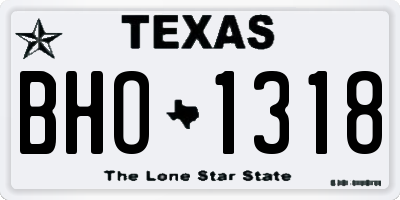 TX license plate BHO1318