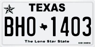TX license plate BHO1403