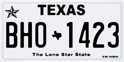 TX license plate BHO1423