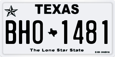 TX license plate BHO1481