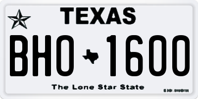 TX license plate BHO1600